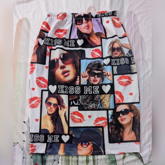 cleo Dresses & Skirts - Vintage 90's Cleo Apparel Black, White, & Red Cover Girls In Sunglasses Skirt